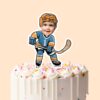 Custom Teal Number 1 Hockey Skater Face Cutout – Cake Topper Custom Teal Number 1 Hockey Skater Face Cutout shown on a cake topper mockup