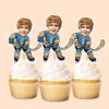 Custom Teal Number 1 Hockey Skater Face Cutout – Cupcake Topper Custom Teal Number 1 Hockey Skater Face Cutout shown on a cupcake topper mockup