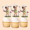 Custom Golfer Beside Flag Face Cutout – Cupcake Topper Custom Golfer Beside Flag Face Cutout shown on a cupcake topper mockup