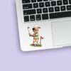 Custom Golfer Beside Flag Face Cutout – Sticker Custom Golfer Beside Flag Face Cutout shown on a sticker mockup