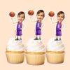 Custom Purple Number 1 Basketball Player Face Cutout – Cupcake Topper Custom Purple Number 1 Basketball Player Face Cutout shown on a cupcake topper mockup