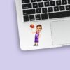 Custom Purple Number 1 Basketball Player Face Cutout – Sticker Custom Purple Number 1 Basketball Player Face Cutout shown on a sticker mockup