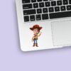 Custom Cowboy Sheriff Waving Face Cutout – Sticker Custom Cowboy Sheriff Waving Face Cutout shown on a sticker mockup