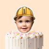 Custom Construction Worker Portrait Face Cutout – Cake Topper Custom Construction Worker Portrait Face Cutout shown on a cake topper mockup