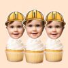 Custom Construction Worker Portrait Face Cutout – Cupcake Topper Custom Construction Worker Portrait Face Cutout shown on a cupcake topper mockup