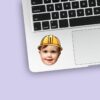 Custom Construction Worker Portrait Face Cutout – Sticker Custom Construction Worker Portrait Face Cutout shown on a sticker mockup