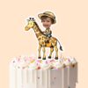 Custom Giraffe Safari Explorer Tan Pith Helmet Face Cutout – Cake Topper Custom Giraffe Safari Explorer Tan Pith Helmet Face Cutout shown on a cake topper mockup