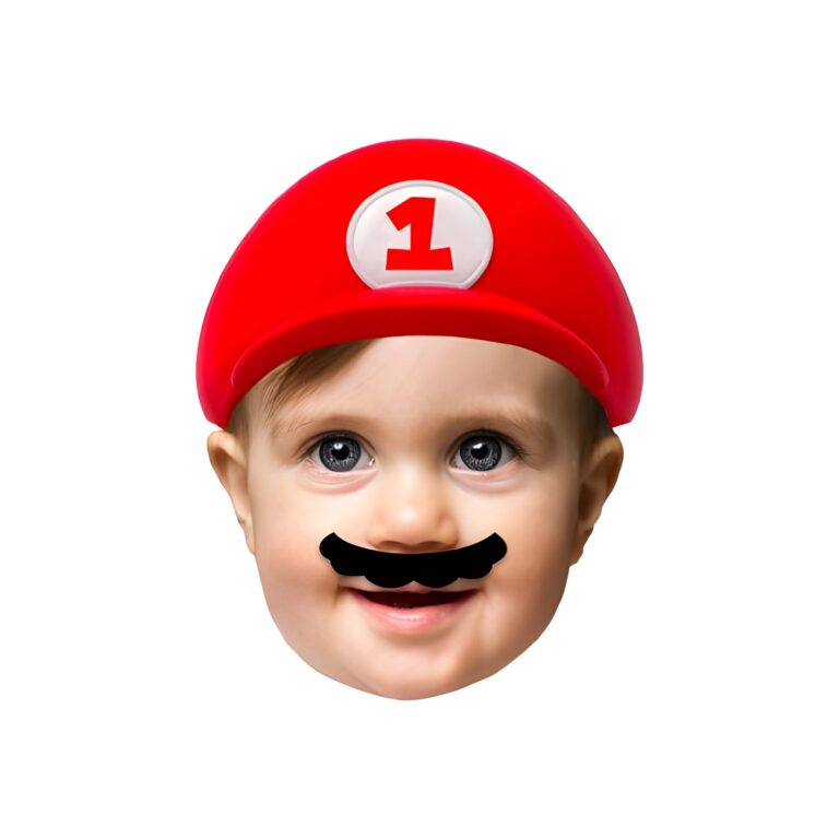 Custom Red Game-Hero Cap and Mustache Portrait Face Cutout – Original Custom Red Game-Hero Cap and Mustache Portrait Face Cutout design preview