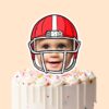 Custom American Football Player Portrait Face Cutout – Cake Topper Custom American Football Player Portrait Face Cutout shown on a cake topper mockup