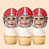 Custom American Football Player Portrait Face Cutout – Cupcake Topper Custom American Football Player Portrait Face Cutout shown on a cupcake topper mockup