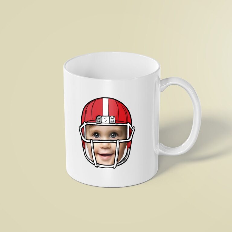 Custom American Football Player Portrait Face Cutout – Mug Custom American Football Player Portrait Face Cutout shown on a mug mockup
