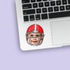 Custom American Football Player Portrait Face Cutout – Sticker Custom American Football Player Portrait Face Cutout shown on a sticker mockup