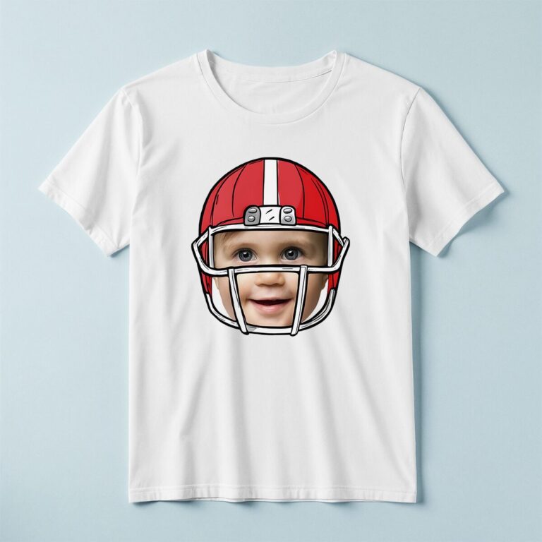 Custom American Football Player Portrait Face Cutout – T-shirt Custom American Football Player Portrait Face Cutout shown on a T-shirt mockup