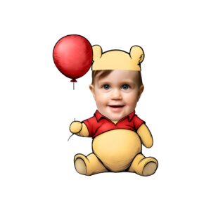 Custom Golden Bear Costume Holding a Balloon Face Cutout – Original Custom Golden Bear Costume Holding a Balloon Face Cutout design preview