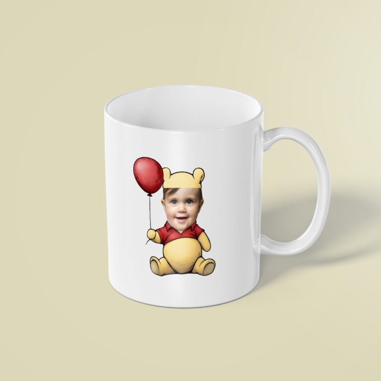 Custom Golden Bear Costume Holding a Balloon Face Cutout – Mug Custom Golden Bear Costume Holding a Balloon Face Cutout shown on a mug mockup