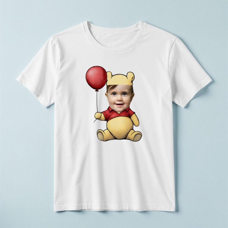 Custom Golden Bear Costume Holding a Balloon Face Cutout – T-shirt Custom Golden Bear Costume Holding a Balloon Face Cutout shown on a T-shirt mockup