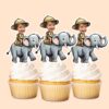 Custom Elephant Safari Friendly Elephant Face Cutout – Cupcake Topper Custom Elephant Safari Friendly Elephant Face Cutout shown on a cupcake topper mockup
