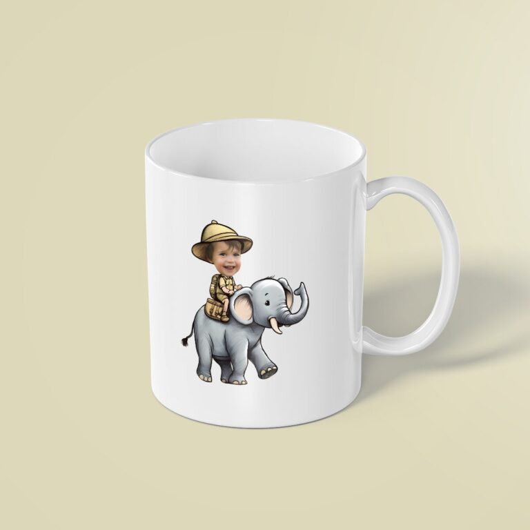 Custom Elephant Safari Friendly Elephant Face Cutout – Mug Custom Elephant Safari Friendly Elephant Face Cutout shown on a mug mockup