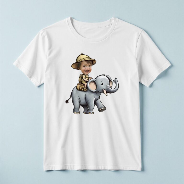 Custom Elephant Safari Friendly Elephant Face Cutout – T-shirt Custom Elephant Safari Friendly Elephant Face Cutout shown on a T-shirt mockup