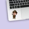 Custom Pirate Captain with Raised Sword Face Cutout – Sticker Custom Pirate Captain with Raised Sword Face Cutout shown on a sticker mockup