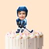 Custom Ice Hockey Player in a Ready Stance Face Cutout – Cake Topper Custom Ice Hockey Player in a Ready Stance Face Cutout shown on a cake topper mockup