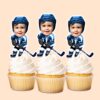 Custom Ice Hockey Player in a Ready Stance Face Cutout – Cupcake Topper Custom Ice Hockey Player in a Ready Stance Face Cutout shown on a cupcake topper mockup