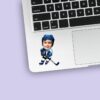 Custom Ice Hockey Player in a Ready Stance Face Cutout – Sticker Custom Ice Hockey Player in a Ready Stance Face Cutout shown on a sticker mockup