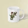 Custom Child Riding a Green Tyrannosaur Face Cutout – Mug Custom Child Riding a Green Tyrannosaur Face Cutout shown on a mug mockup