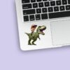 Custom Child Riding a Green Tyrannosaur Face Cutout – Sticker Custom Child Riding a Green Tyrannosaur Face Cutout shown on a sticker mockup