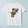 Custom Child Riding a Green Tyrannosaur Face Cutout – T-shirt Custom Child Riding a Green Tyrannosaur Face Cutout shown on a T-shirt mockup