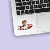 Custom Rocket Rider Flying Through Space Face Cutout – Sticker Custom Rocket Rider Flying Through Space Face Cutout shown on a sticker mockup