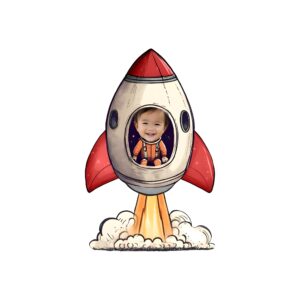 Custom Astronaut in a Launching Rocket Face Cutout – Original Custom Astronaut in a Launching Rocket Face Cutout design preview
