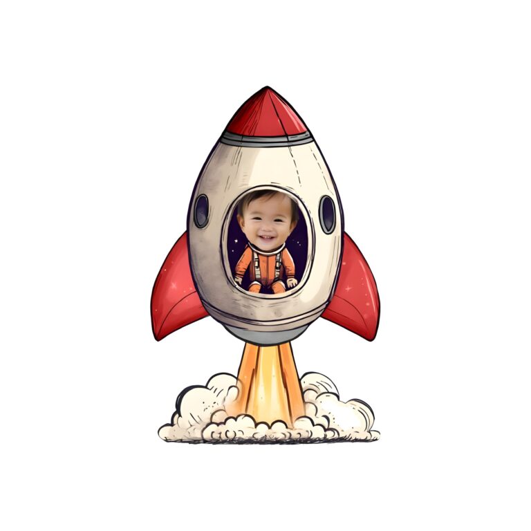Custom Astronaut in a Launching Rocket Face Cutout – Original Custom Astronaut in a Launching Rocket Face Cutout design preview