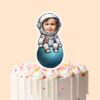 Custom Astronaut Seated on a Small Planet Face Cutout – Cake Topper Custom Astronaut Seated on a Small Planet Face Cutout shown on a cake topper mockup
