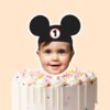 Custom Black Mouse-Ear Cap Portrait Face Cutout – Cake Topper Custom Black Mouse-Ear Cap Portrait Face Cutout shown on a cake topper mockup