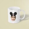 Custom Black Mouse-Ear Cap Portrait Face Cutout – Mug Custom Black Mouse-Ear Cap Portrait Face Cutout shown on a mug mockup