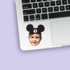 Custom Black Mouse-Ear Cap Portrait Face Cutout – Sticker Custom Black Mouse-Ear Cap Portrait Face Cutout shown on a sticker mockup