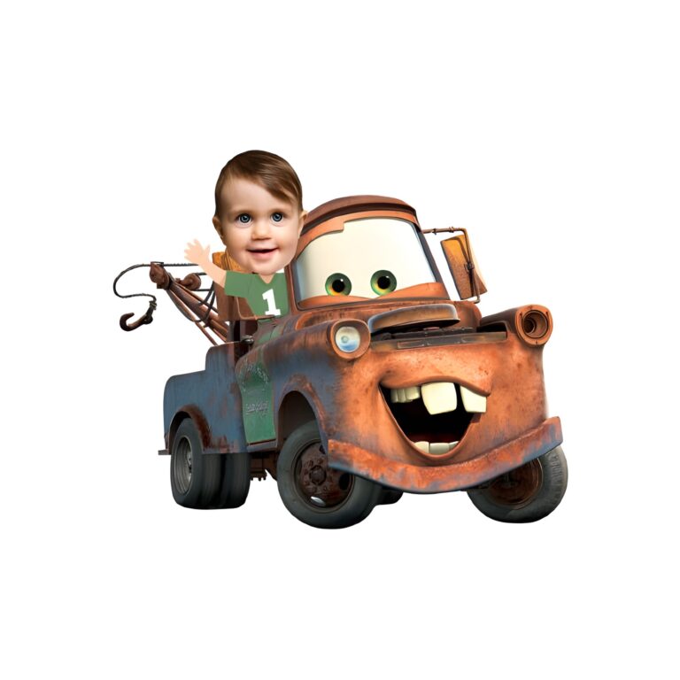 Custom Child Riding a Rusty Animated Tow Truck Face Cutout – Original Custom Child Riding a Rusty Animated Tow Truck Face Cutout design preview