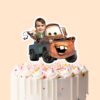 Custom Child Riding a Rusty Animated Tow Truck Face Cutout – Cake Topper Custom Child Riding a Rusty Animated Tow Truck Face Cutout shown on a cake topper mockup