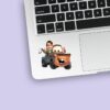 Custom Child Riding a Rusty Animated Tow Truck Face Cutout – Sticker Custom Child Riding a Rusty Animated Tow Truck Face Cutout shown on a sticker mockup
