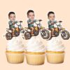 Custom Dirt-Bike Rider Face Cutout – Cupcake Topper Custom Dirt-Bike Rider Face Cutout shown on a cupcake topper mockup