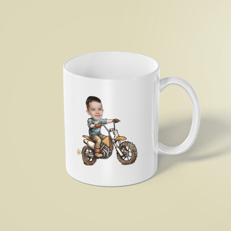 Custom Dirt-Bike Rider Face Cutout – Mug Custom Dirt-Bike Rider Face Cutout shown on a mug mockup
