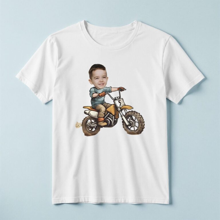 Custom Dirt-Bike Rider Face Cutout – T-shirt Custom Dirt-Bike Rider Face Cutout shown on a T-shirt mockup