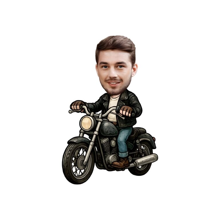 Custom Rider on a Classic Black Motorcycle Face Cutout – Original Custom Rider on a Classic Black Motorcycle Face Cutout design preview