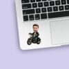Custom Rider on a Classic Black Motorcycle Face Cutout – Sticker Custom Rider on a Classic Black Motorcycle Face Cutout shown on a sticker mockup