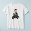 Custom Rider on a Classic Black Motorcycle Face Cutout – T-shirt Custom Rider on a Classic Black Motorcycle Face Cutout shown on a T-shirt mockup