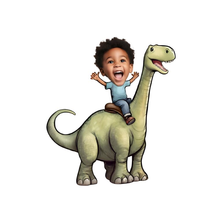 Custom Child Riding a Pale Green Long-Neck Face Cutout – Original Custom Child Riding a Pale Green Long-Neck Face Cutout design preview