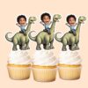 Custom Child Riding a Pale Green Long-Neck Face Cutout – Cupcake Topper Custom Child Riding a Pale Green Long-Neck Face Cutout shown on a cupcake topper mockup