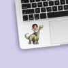 Custom Child Riding a Pale Green Long-Neck Face Cutout – Sticker Custom Child Riding a Pale Green Long-Neck Face Cutout shown on a sticker mockup