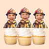 Custom Firefighter Portrait Face Cutout – Cupcake Topper Custom Firefighter Portrait Face Cutout shown on a cupcake topper mockup